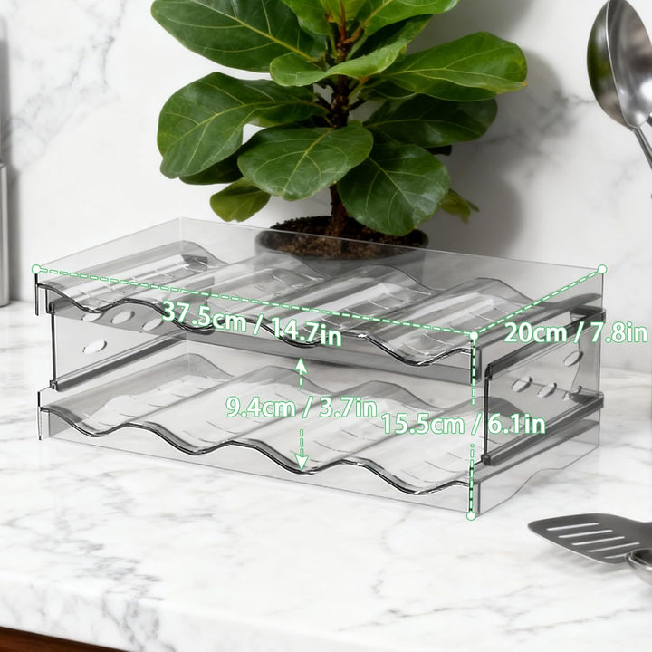 qjuwhua Flaschenregal Kühlschrank Stapelbarer 2 Tier 8 Flaschen Organizer Schrank Weinregal Weinflas