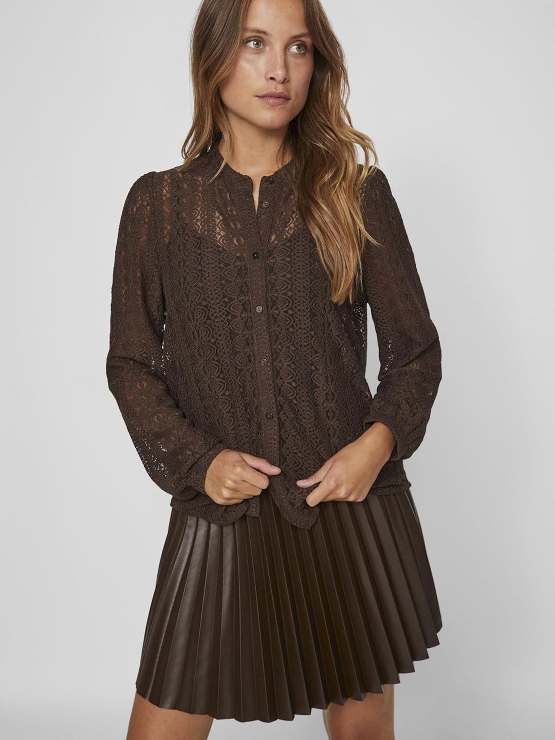Vila Female Hemd VICHIKKA Spitzen XS Schwarz, XS Schwarz