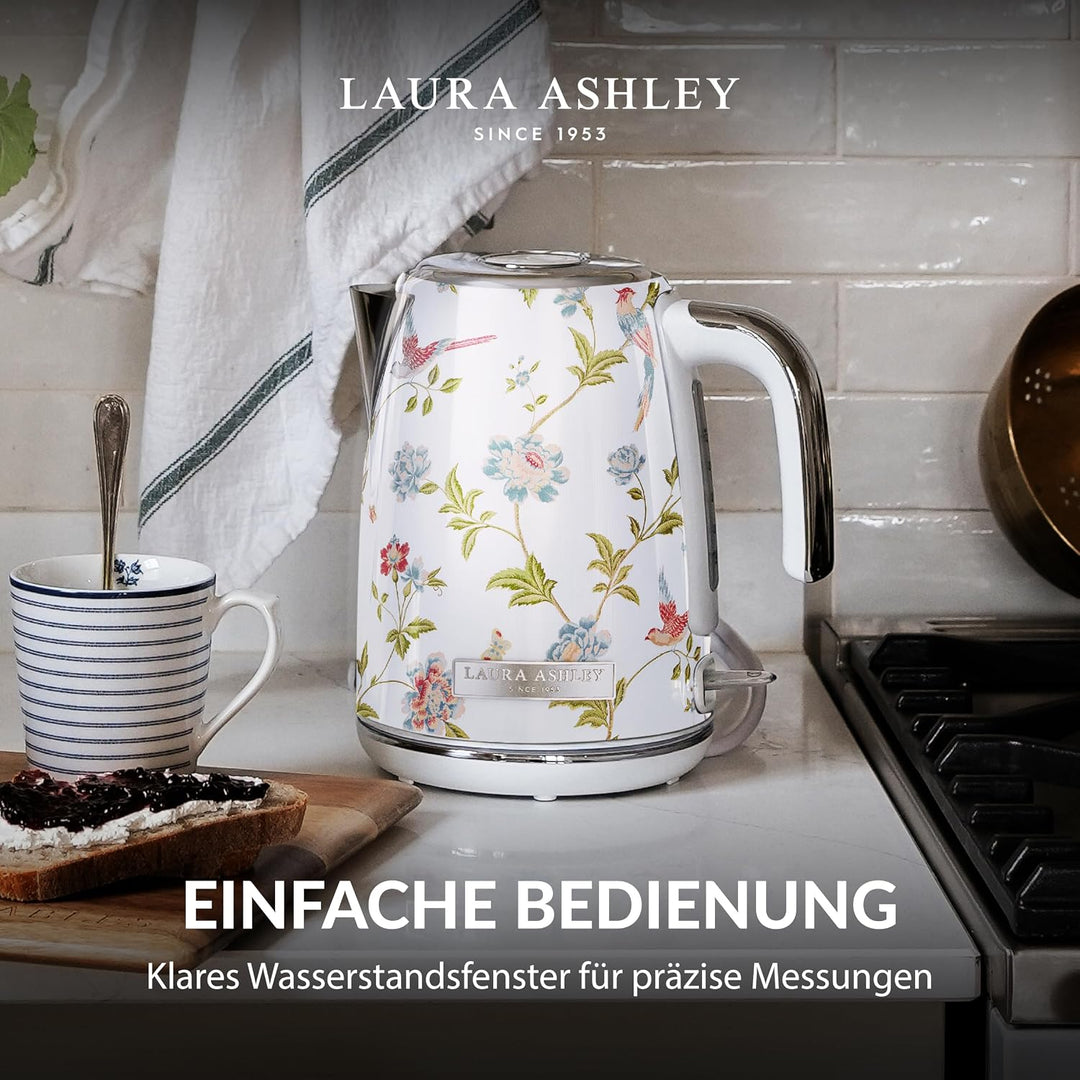 Laura Ashley Elveden Weiss Kabelloser Elektrischer Wasserkocher von VQ. Edelstahl-Wasserkocher 1.7 L