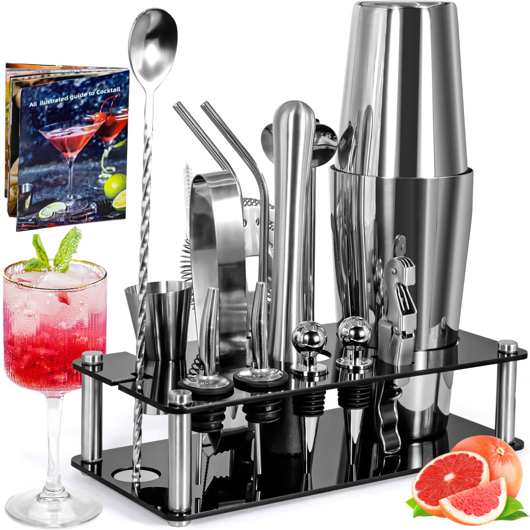 Cocktail Shaker 18 Stück, Cocktail Set, Professionelles Barzubehör Werkzeug Party Essential Cocktail