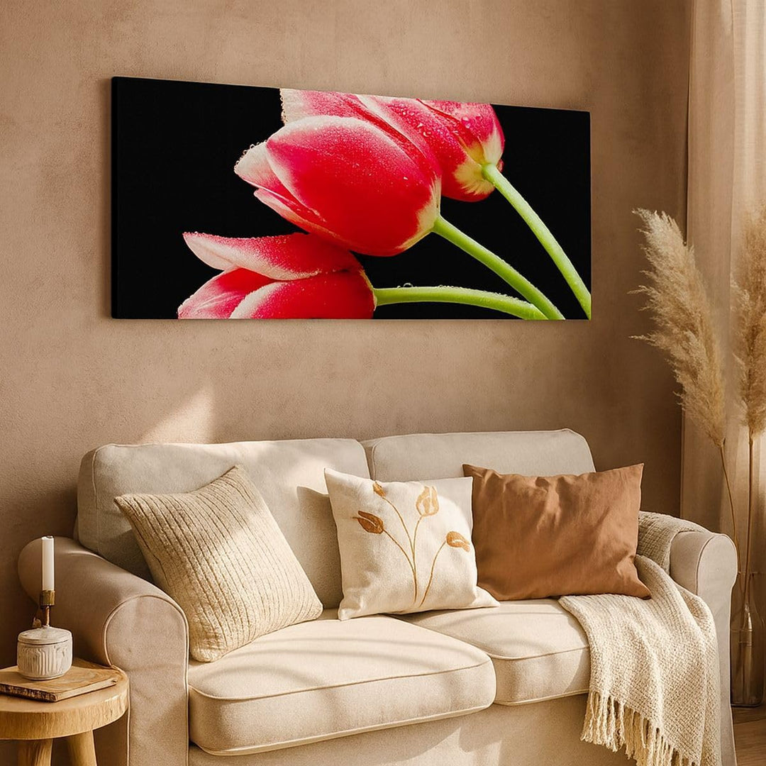Wandbilder Dekoration Wohnzimmer Tulpe garten blume blumenstrauss Panorama Bilder auf Leinwand 120x5