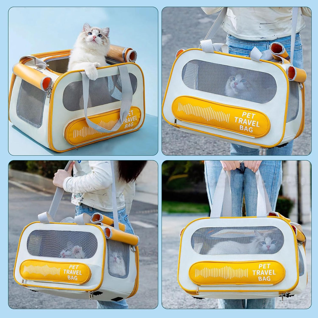 PETCUTE Haustier Tragetasche,Faltbare Hundetasche katzentragetasche mit Herausnehmbarer Matte,Atmung