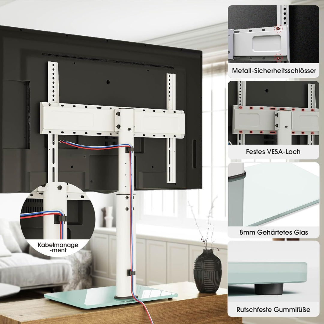 AOKCOS TV Standfuss TV Ständer Höhe 900mm für 32-55 65 75 Zoll Fernseher, Neigbar Schwenkbar Höhenve