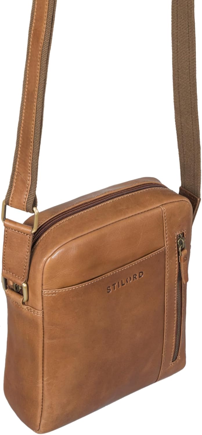 STILORD 'Clint' Schultertasche Herren klein Leder Tablettasche zum Umhängen Herrenhandtasche Echtled