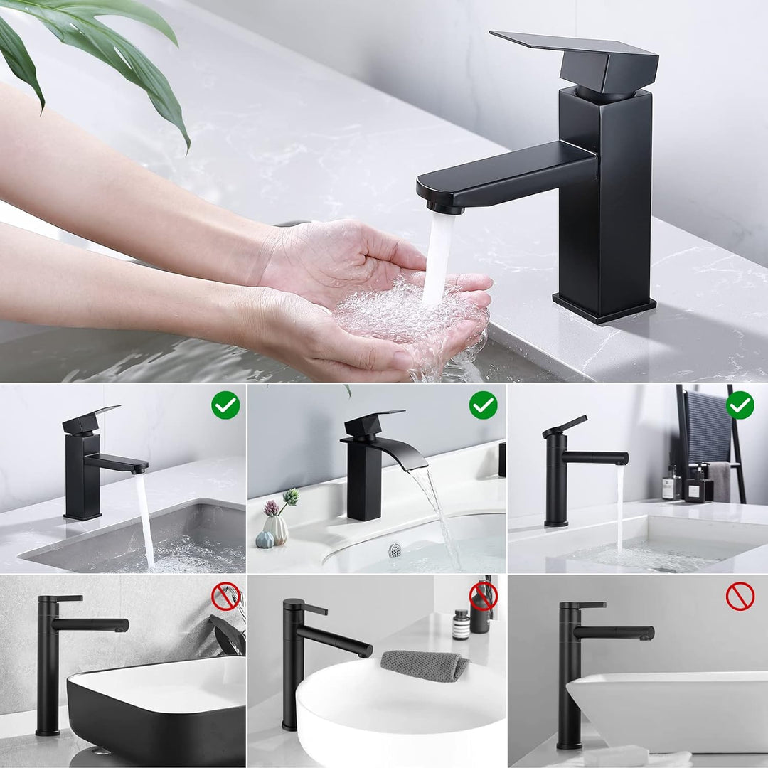 HOMELODY Wasserhahn Bad Schwarz Waschtischarmatur Armatur Waschbecken Eckig Badezimmer Mischbatterie