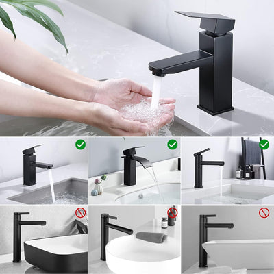 HOMELODY Wasserhahn Bad Schwarz Waschtischarmatur Armatur Waschbecken Eckig Badezimmer Mischbatterie