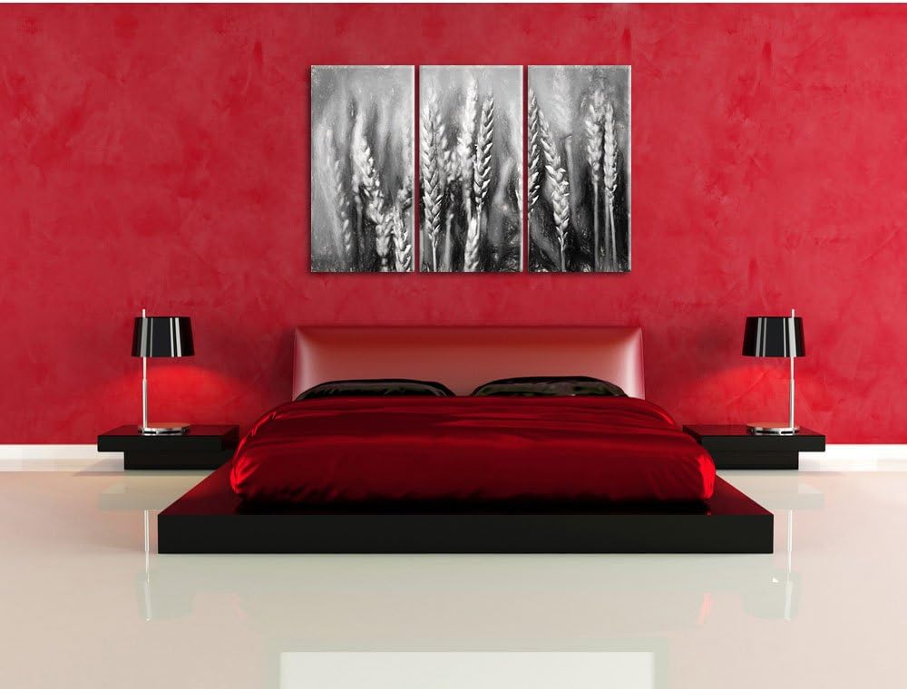 Pixxprint Grüne Weizen auf dem Feld Kunst als Leinwandbild/Grösse: 3 Teilig (120x80 cm) cm/Wandbild/