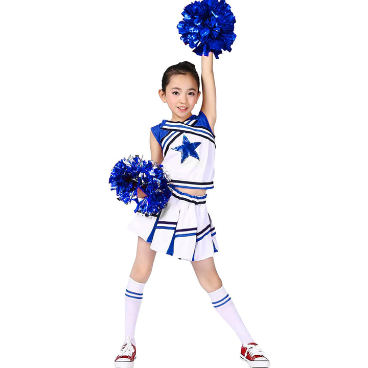 LOLANTA Mädchen Karneval Kostüm, Cheerleader kleid mit Pompoms und Socken, Mittelschule Cheerleading