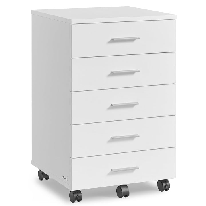 VASAGLE Rollcontainer, mobiler Aktenschrank, Schubladenschrank, Druckerständer mit 5 Schubladen, mit