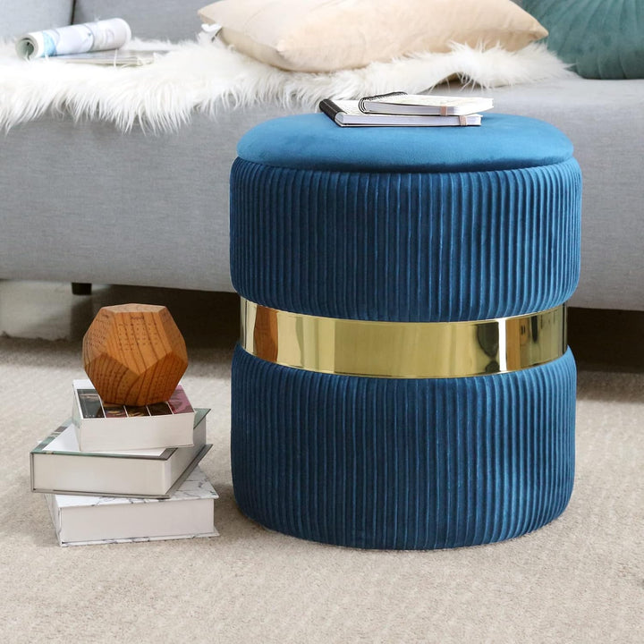 AllEquip 2er-Set Sitzhocker Samt Schminktisch Pouf Hocker mit Stauraum Ottoman Aufbewahrungshocker (