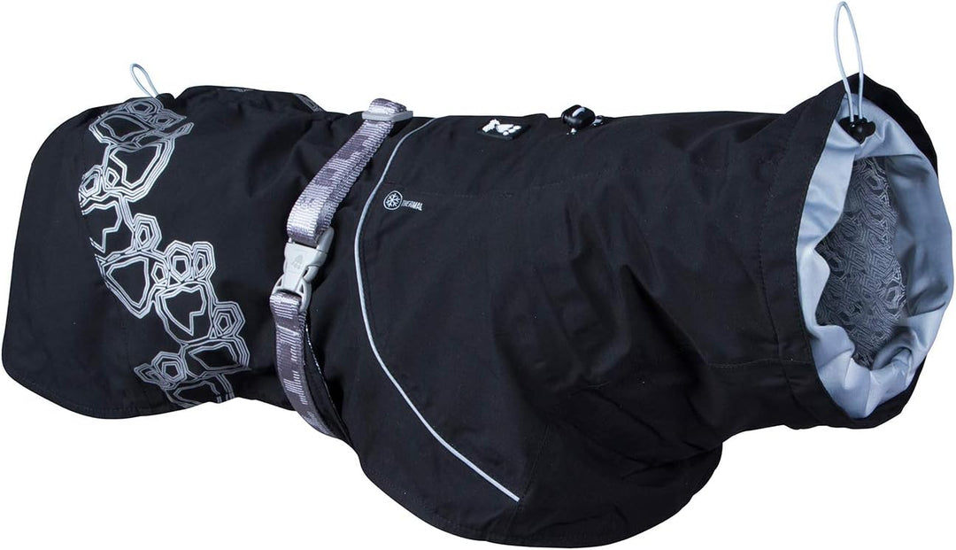 Hurtta Drizzle Regenjacke für Hunde, Wasserdicht Hundemantel mit Reflektoren, Schwarz 90 cm Schwarz