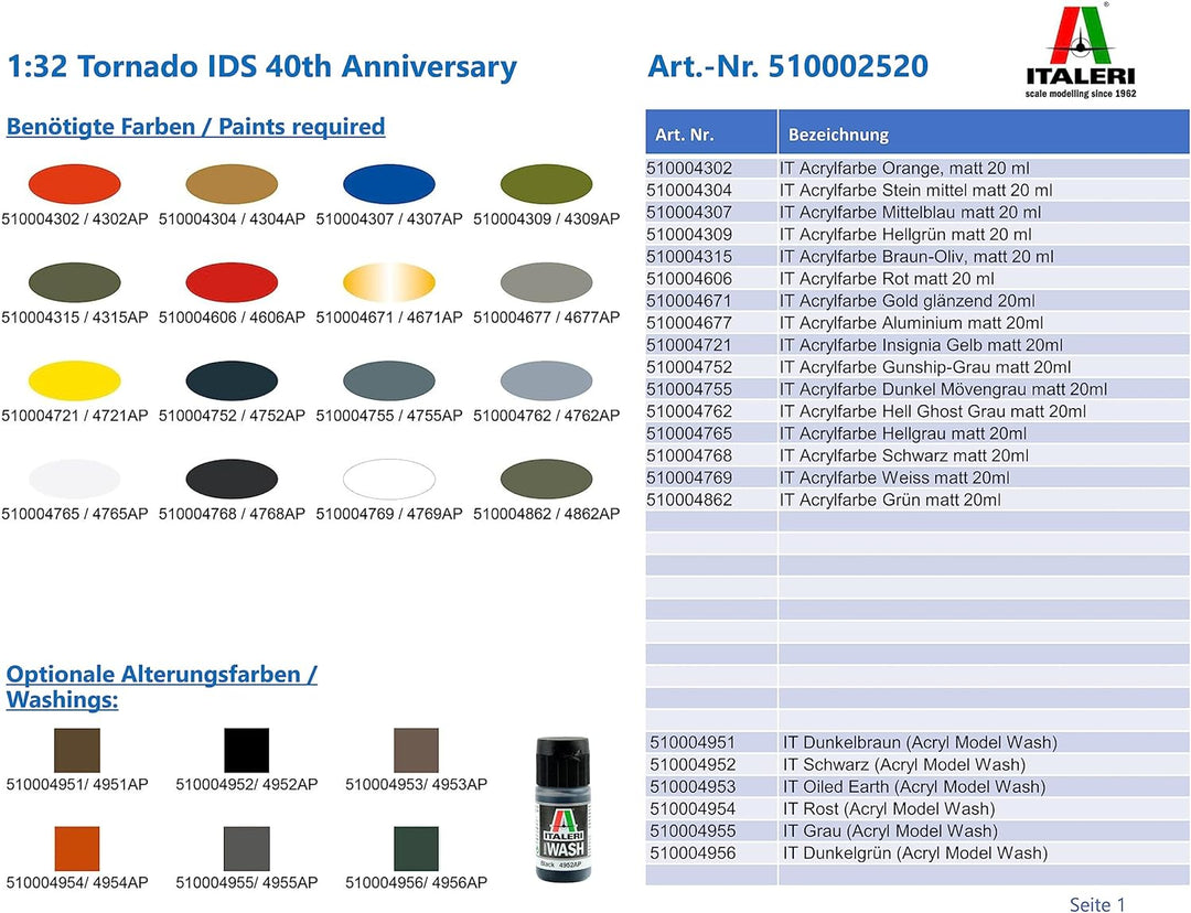 Italeri 2520 1:32 Tornado IDS 40th Anniversary - Modellbau, Bausatz, Standmodellbau, Basteln, Hobby,