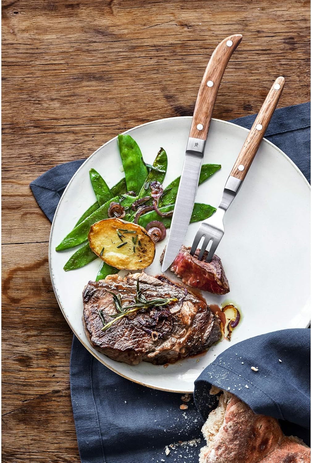 WMF Ranch Steakbesteck 12-teilig, für 6 Personen, Steakgabel, Steakmesser, Spezialklingenstahl gesch