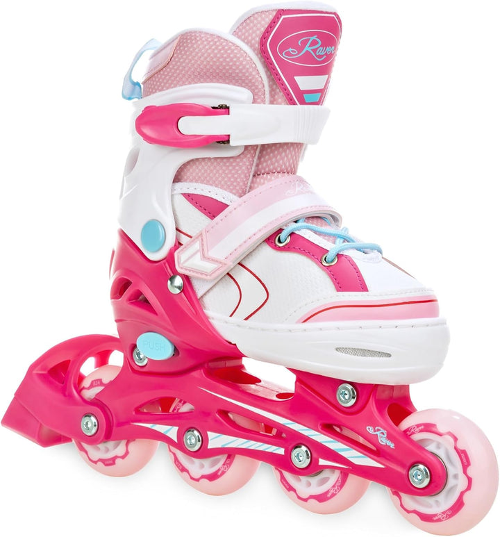 Kinder Inline Skates Inliner Raven Lia verstellbar mit LED Leuchtrad 27-30 (16,5-18,5cm) Raven Lia P