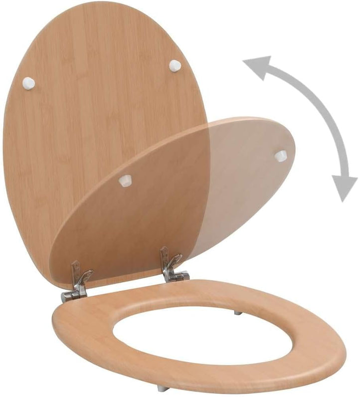 vidaXL Toilettensitz mit Deckel Bambus-Design WC Sitz Brille Toilettendeckel Klodeckel Klobrille Toi
