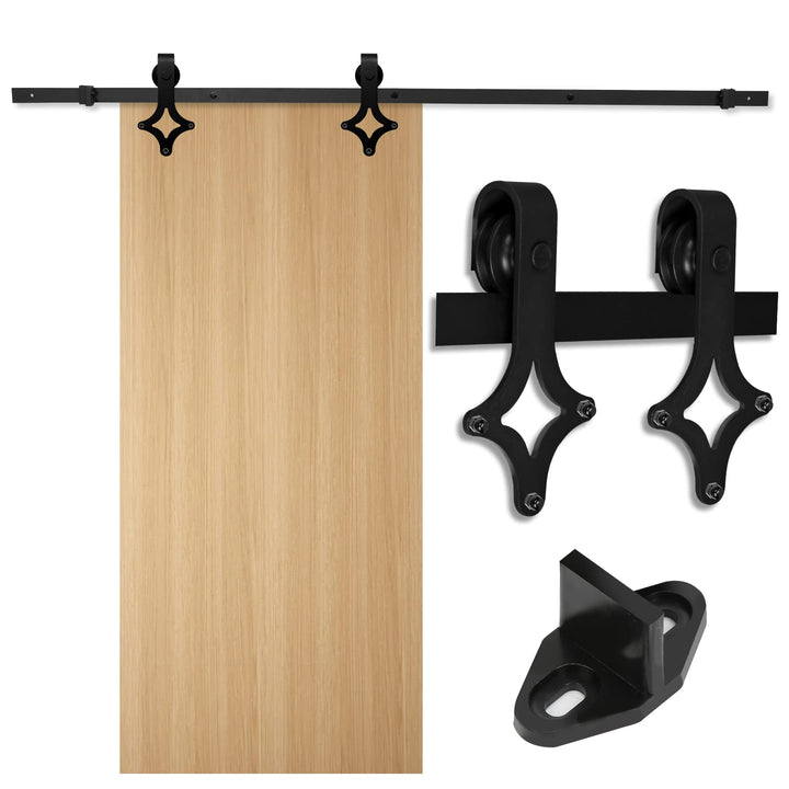 Schiebetürbeschlag Komplettset - Schiebetürsystem für Holz- und Falttüren - 200cm Schwarz - Laufschi