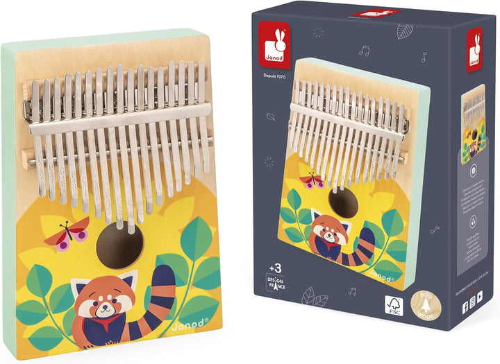 Janod - Holz Kalimba - Musikalische Früherziehung und Imitation - 17 Metallschlüssel - Kalimba für K