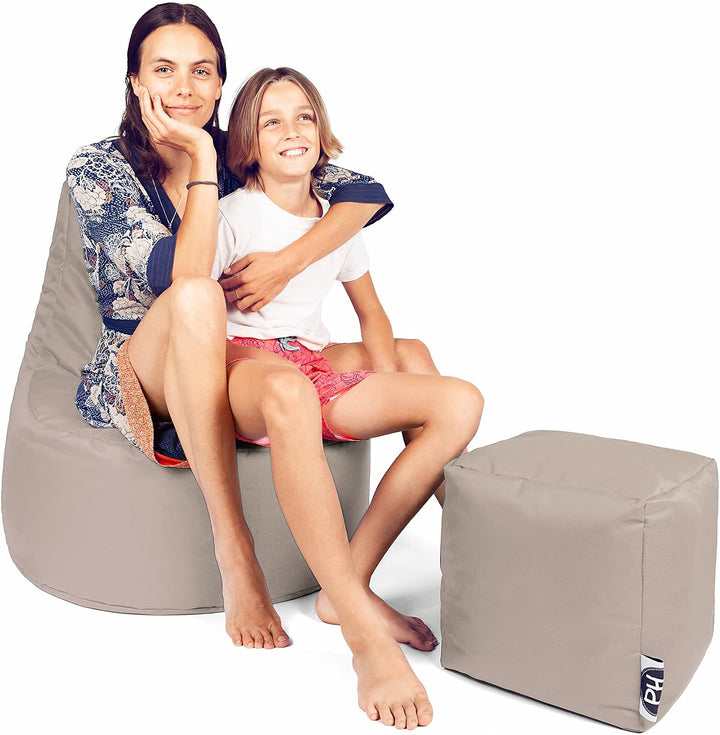 PATCH HOME Gamer Kissen Lounge Kissen Sitzsack Sessel Sitzkissen Bean Bag + Würfel/Hocker mit Reissv