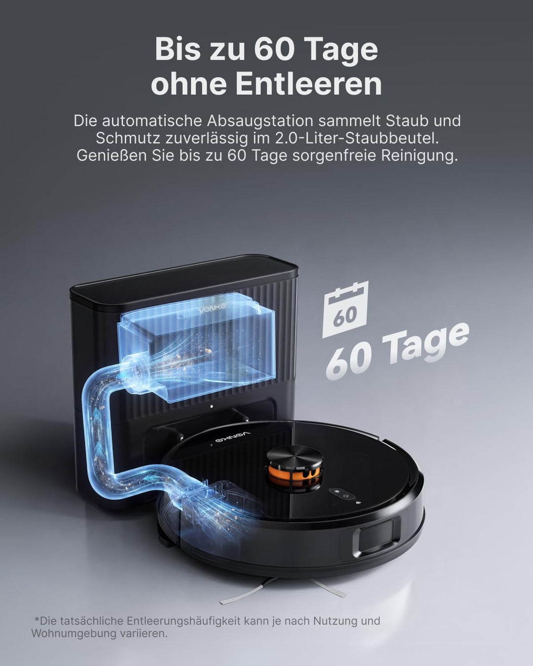 VONKO S6 Pro Saugroboter mit Wischfunktion und Absaugstation, 8000Pa Saugkraft,LiDAR 2.0 Laser Navig