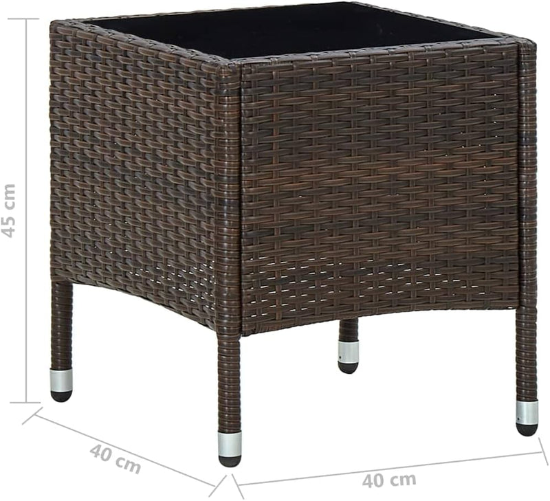 FIRBNUS 40x40x45 cm Teetisch mit Glas Tischplatte Balkontisch Terrassentisch Gartentisch Dining Tabl