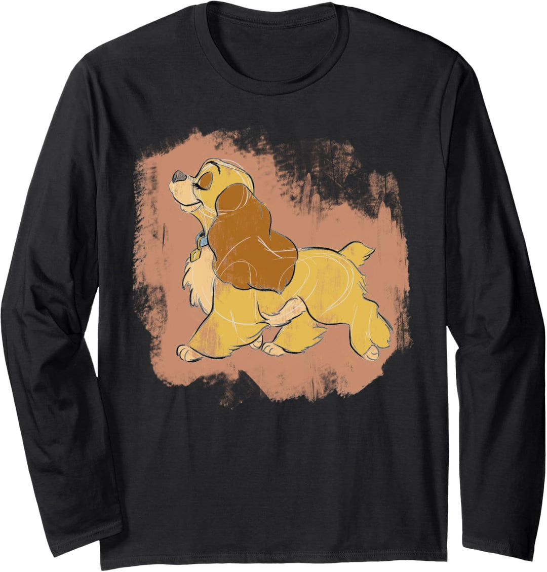 Disney Lady And The Tramp Lady Distressed Portrait Langarmshirt