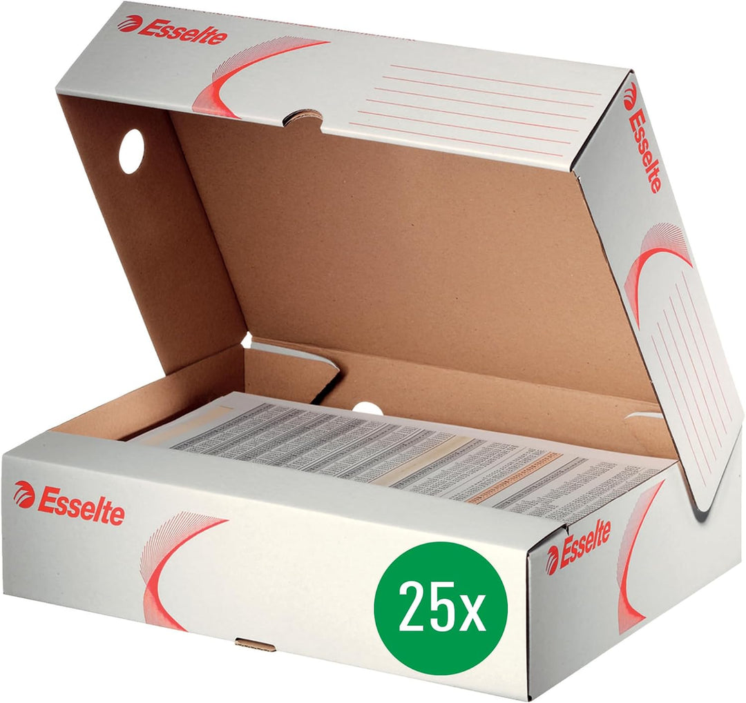 Esselte Standard Archiv-Schachtel, 80 mm Rückenbreite, Aktenkarton A4, Boxen Aufbewahrung mit Deckel