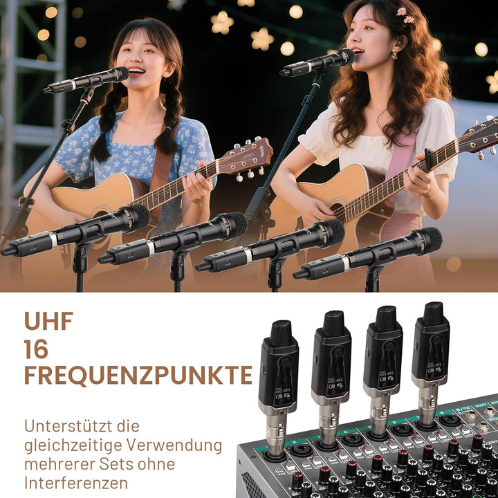 Depusheng T9 Drahtloses Mikrofon XLR Sender und XLR Empfänger Drahtloses System für dynamische und K
