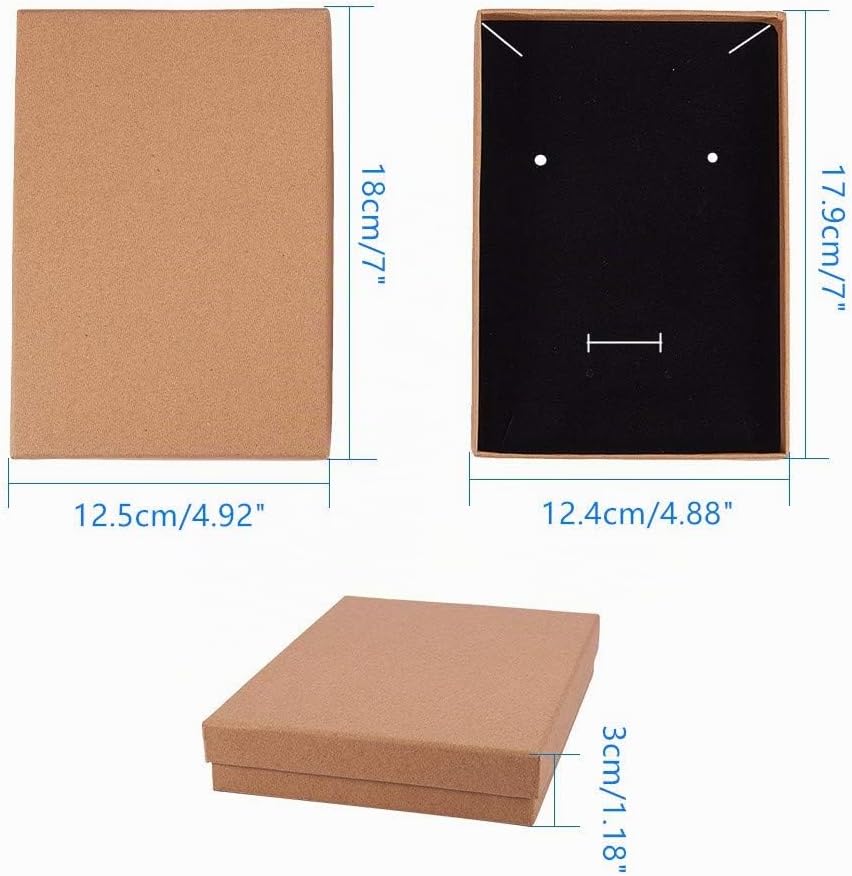 BENECREAT 12 Pack Halskette Ring Box 18x12,5x3cm Kraft Brown Rechteck Karton Schmuckschatullen Gross