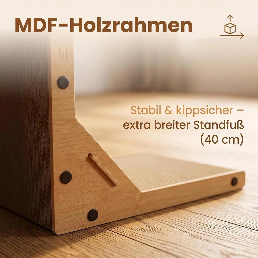 Kratzbrett für Katzen,60 cm L-förmiges Kratzmöbel mit Ballspielzeug | Kratzpappe aus hochwertigem Ka