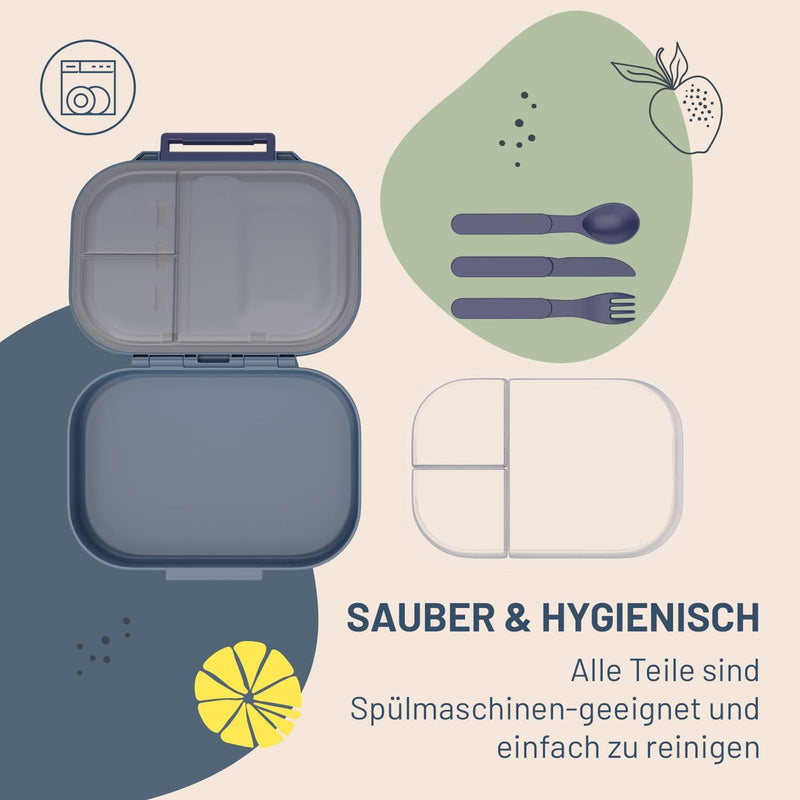 schmatzfatz Lunchbox, Unterteilte Brotdose für Erwachsene & Kinder, Lunchbox mit Fächern, Bento-Box