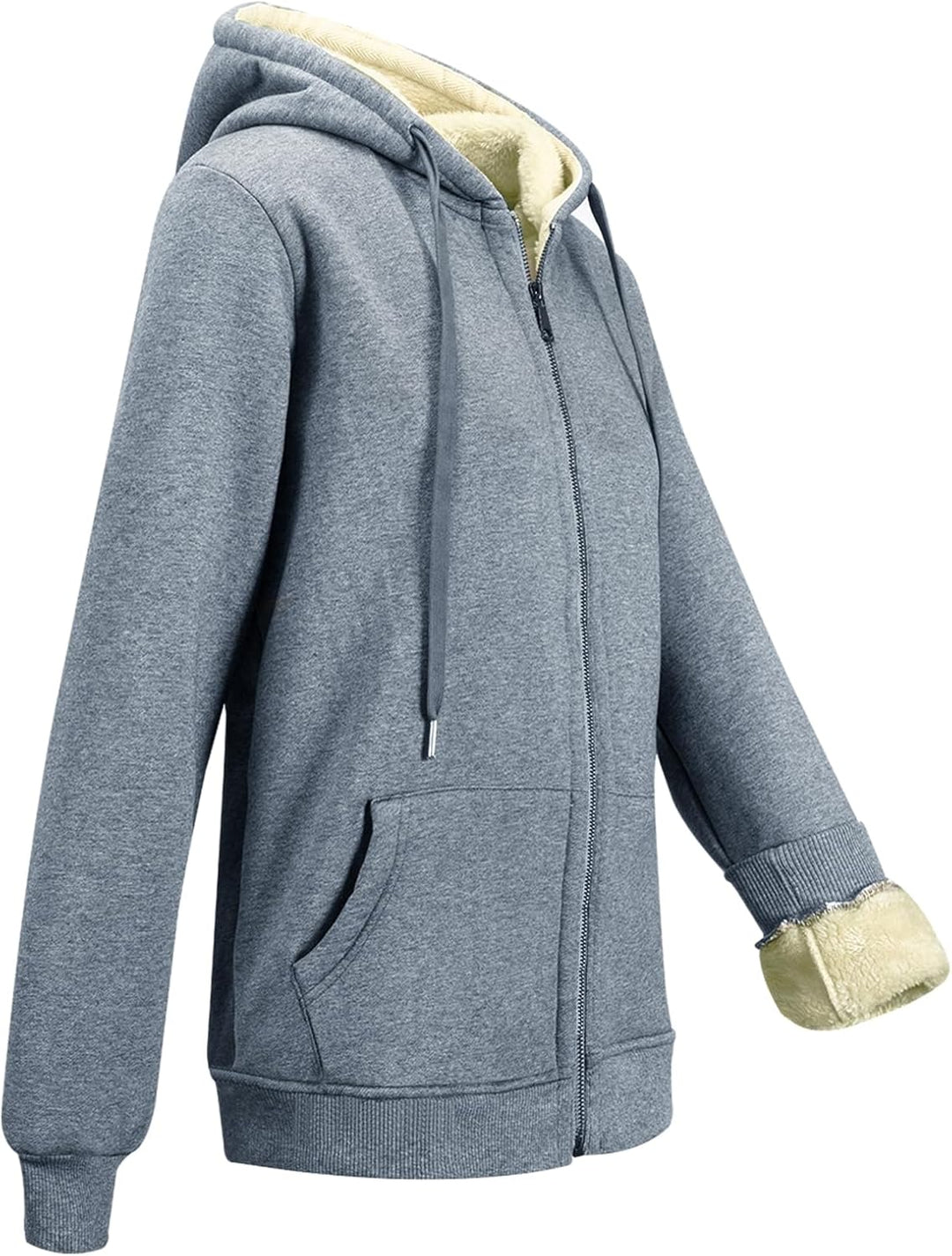 MOVE BEYOND Sweatjacke Damen Kapuzenjacke Hoodie Fleece mit Zipper Fleecepullover Fleecejacke mit Ka