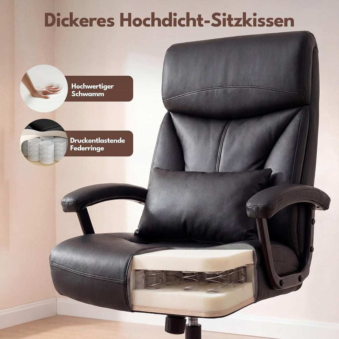 Ergonomischer Bürostuhl 200KG Schreibtischstuhl mit 4-stufiger Gasdruckfeder, Hoher Rückenlehne und