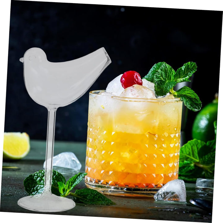 Cabilock 4 Stück Birdie Weinglas Klarer Kaffeebecher Glasvogelgläser, Cocktailgläser Weingläser Kelc