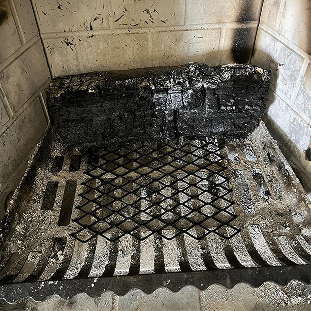 Holzofenrost, Feuerrost, Stahl-Holzrost, robustes Maschensieb, Hitzebeständiges Kamingitter-Halterun