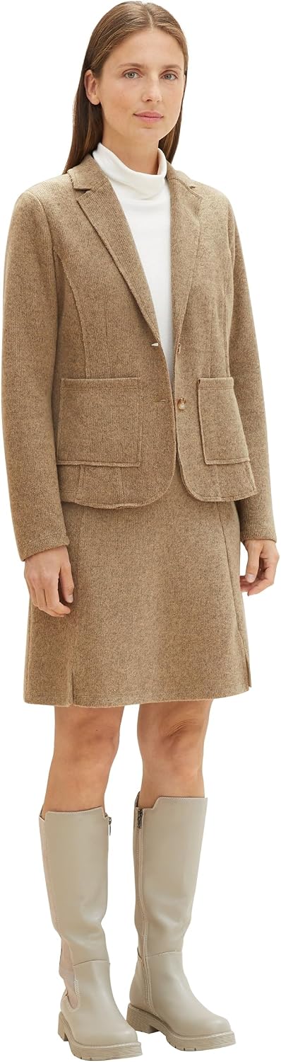 Tom Tailor Damen 1039144 Blazer (1er Pack) L 33962 - Doeskin Melange, L 33962 - Doeskin Melange