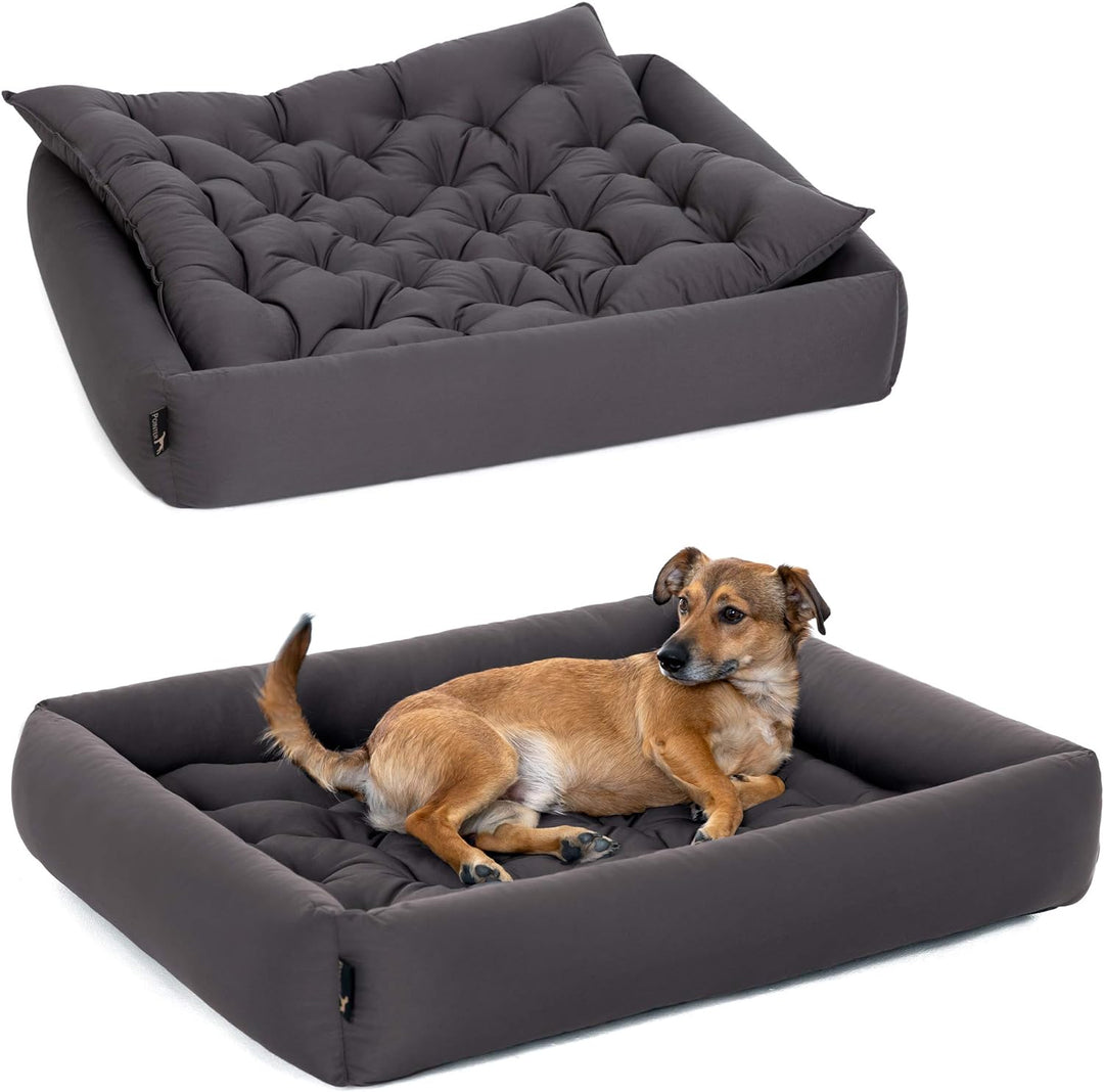 Doctor Bark Pointer | Hundebett mit Hundekissen - orthopädisch, waschbar, bequem (XXL - 100x90 cm, A