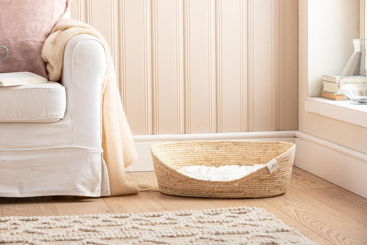 Dehner Premium Lovely Kuschelbett Tiefer Schlaf, Hundebett/Katzenbett, 54 x 43 x 18 cm, Naturmateria