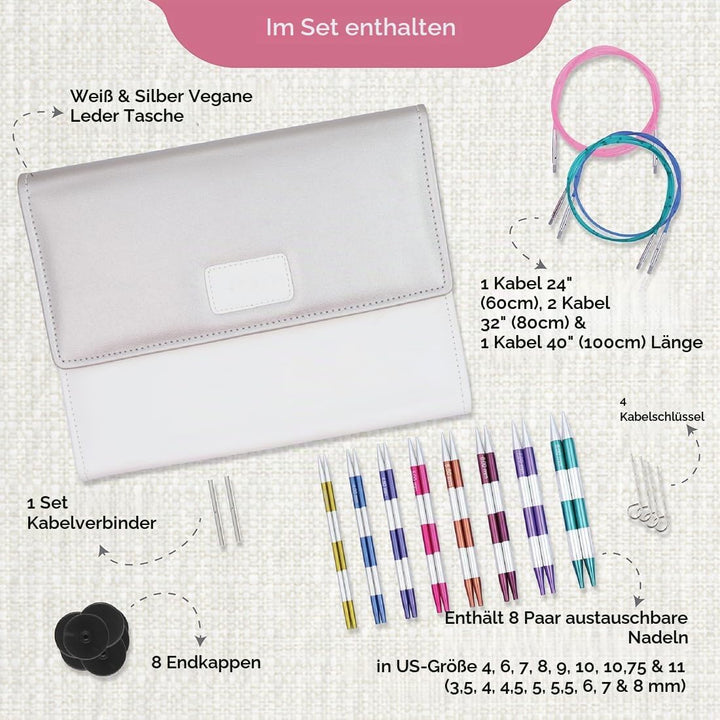 KnitPro KP42140 Stricknadelset, Aluminium, Bunt, Diverse 8 Stück, 8 Stück