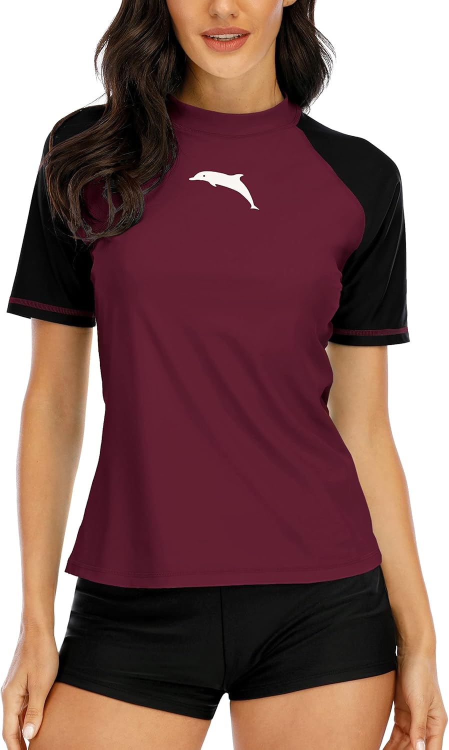 Halcurt UV Shirt Damen Kurzarm Rash Guard UPF 50+ Schwimmshirt Schnell Trocknender Badeshirt M-XXL L