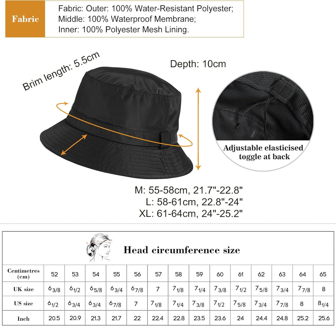 Comhats Regenhut Unisex für Damen Herren Wasserdichter Bucket hat Faltbar Eimerhut Strand Surfen Ang