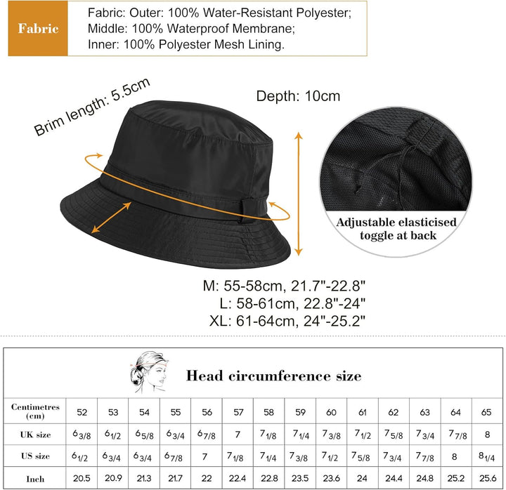 Comhats Regenhut Unisex für Damen Herren Wasserdichter Bucket hat Faltbar Eimerhut Strand Surfen Ang