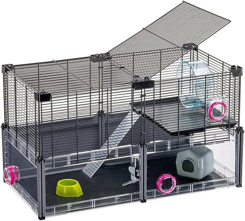 FERPLAST - Grosser Hamsterkäfig - Mauskäfig & Hamsterhaus - Metallgitter - mit Zubehör - Modular - M