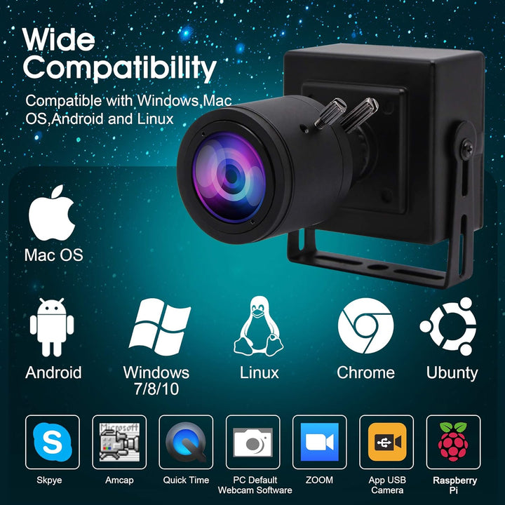 ELP 5 Megapixel Business Webkamera,2,8-12mm Vario Objektiv,USB Computer Zoom Webcam,Weitwinkel,Plug