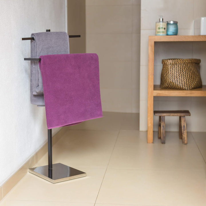 Relaxdays Handtuchständer mit 2 Handtuchstangen in U-Form HBT 82 x 44 x 28 cm Handtuchhalter stehend