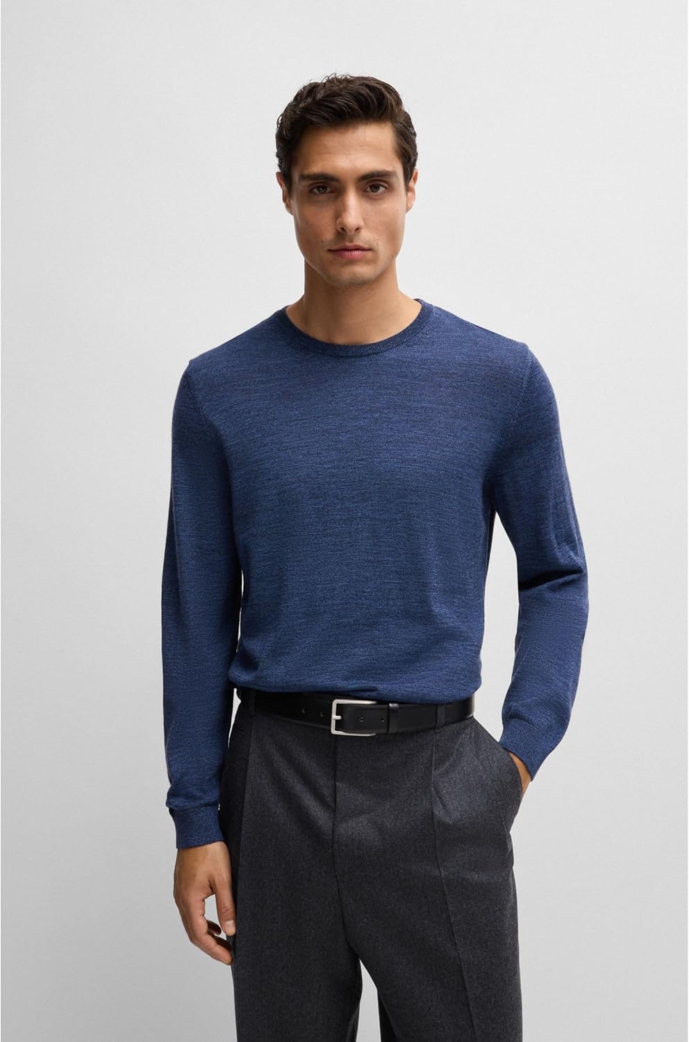 BOSS Herren Erman-L Sz35 In Italien gefertigter Ledergürtel mit Logo-Gravur auf der Schliesse 80 Bla