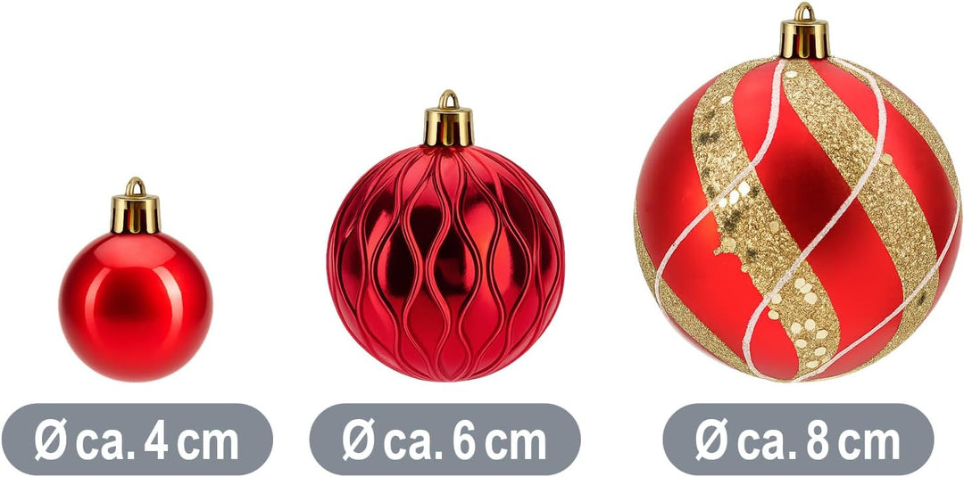 com-four® 72x Weihnachtskugeln, Christbaumkugeln bruchsicher aus Kunststoff für Weihnachten, Baumsch