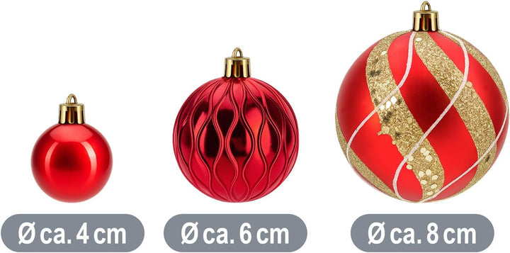 com-four® 72x Weihnachtskugeln, Christbaumkugeln bruchsicher aus Kunststoff für Weihnachten, Baumsch