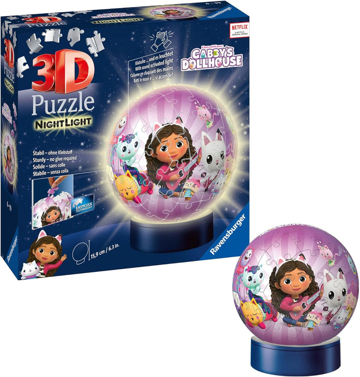 Ravensburger 3D Puzzle 11575 - Nachtlicht Puzzle-Ball Gabby's Dollhouse - für Gabby's Dollhouse Fans