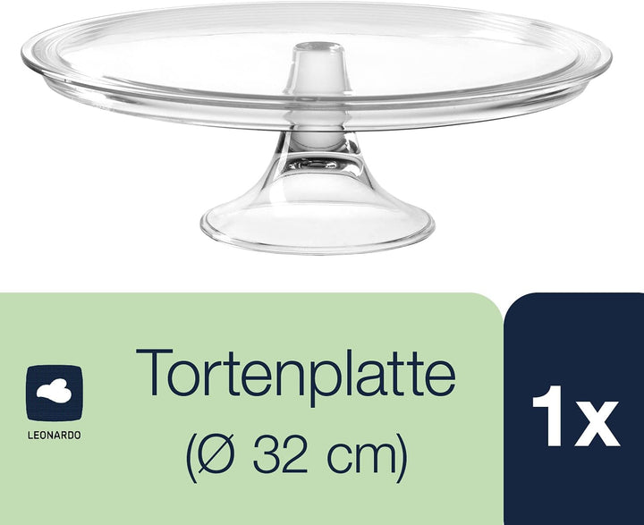 Leonardo Ciao Tortenplatte auf Fuss, spülmaschinengeeigneter runder Tortenhalter, Klarglas, Höhe 10
