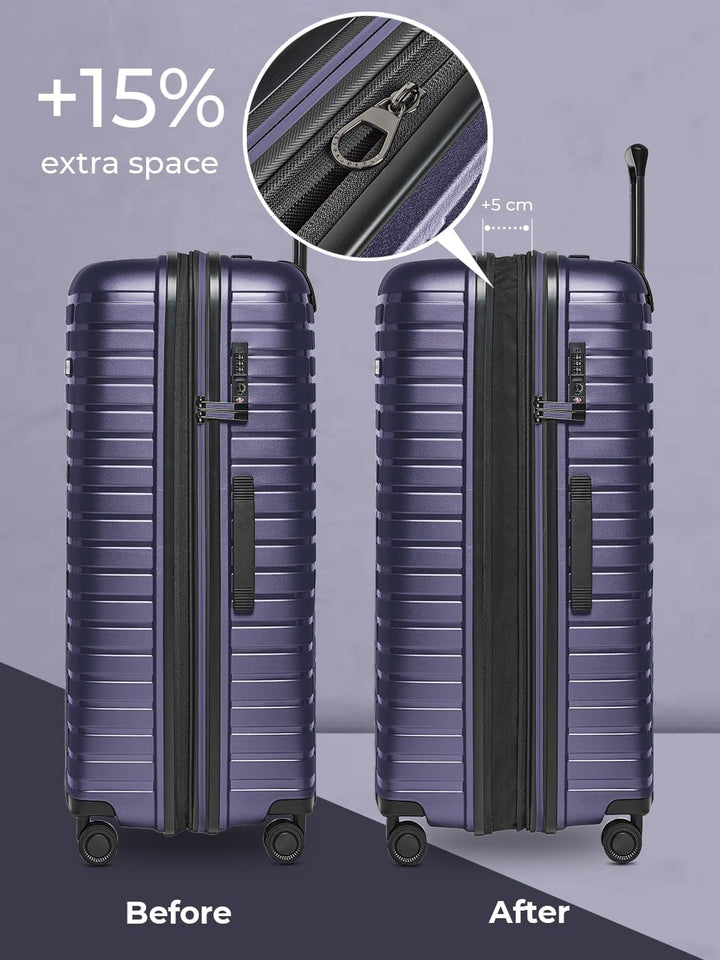 Hartschalen Koffer-Set 3-teilig | hochwertiges Polypropylen Material | mit Dehnfalte erweiterbar um